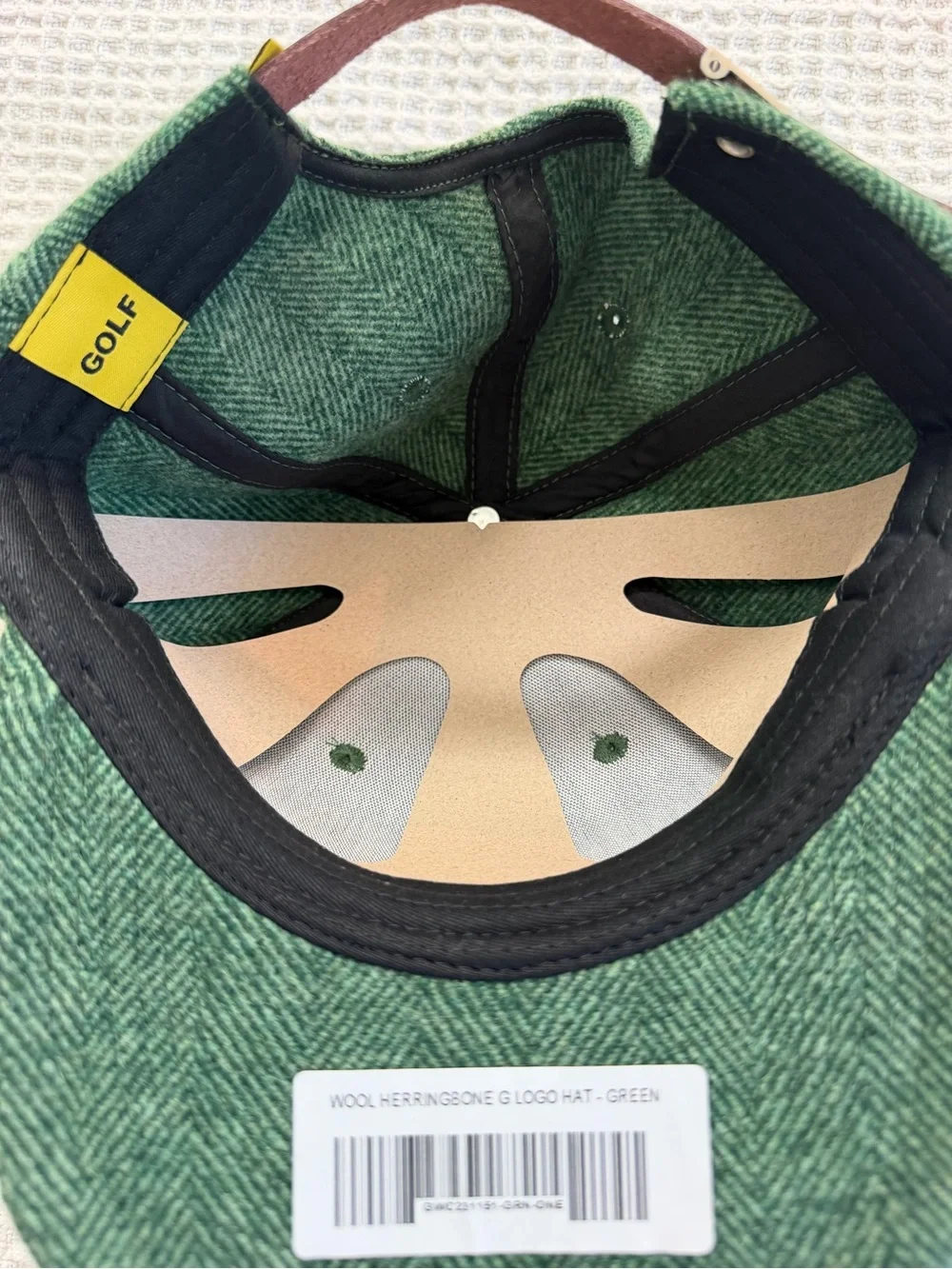 NWT Green 'G' GOLF WANG Wool Herringbone Cap